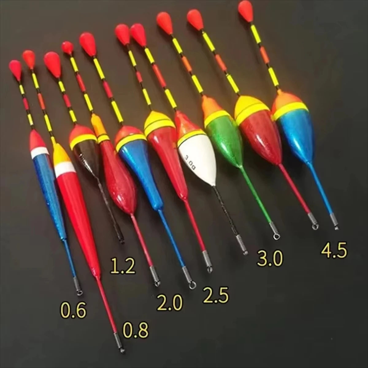 Professional Fishing Float Set - 10 Piece Mixed Size & Color Foam Bobber Collection for Angling Gear & Tackle Accessories