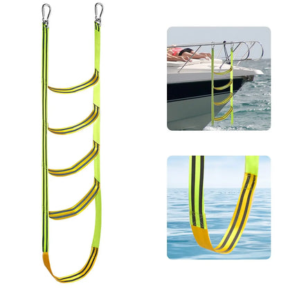 Portable Nylon Boat Rope Ladder - 3/4/5 Step Auxiliary Boarding Ladder for Marine & Water Sports