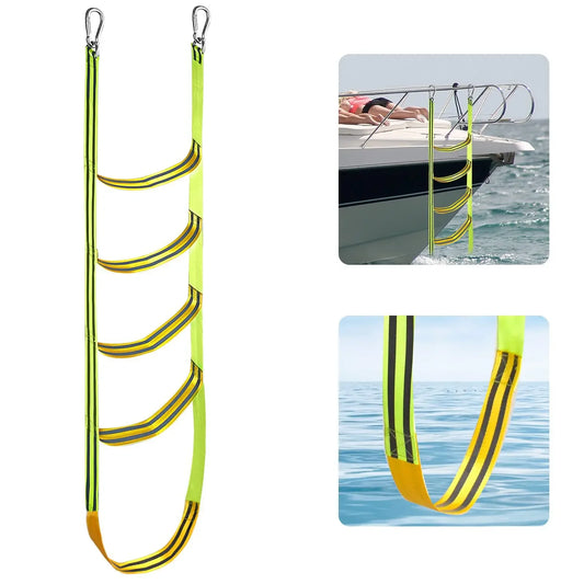 Portable Nylon Boat Rope Ladder - 3/4/5 Step Auxiliary Boarding Ladder for Marine & Water Sports