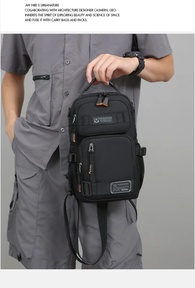 Men's Oxford Chest Pack - Unisex Crossbody Waist Bag with Zipper Pockets