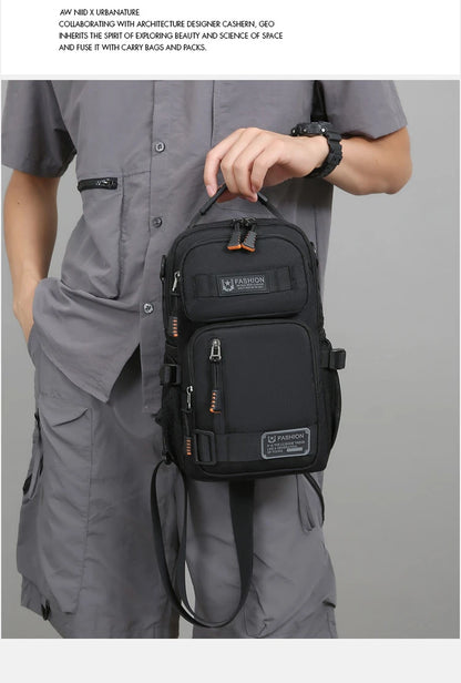Men's Oxford Chest Pack - Unisex Crossbody Waist Bag with Zipper Pockets