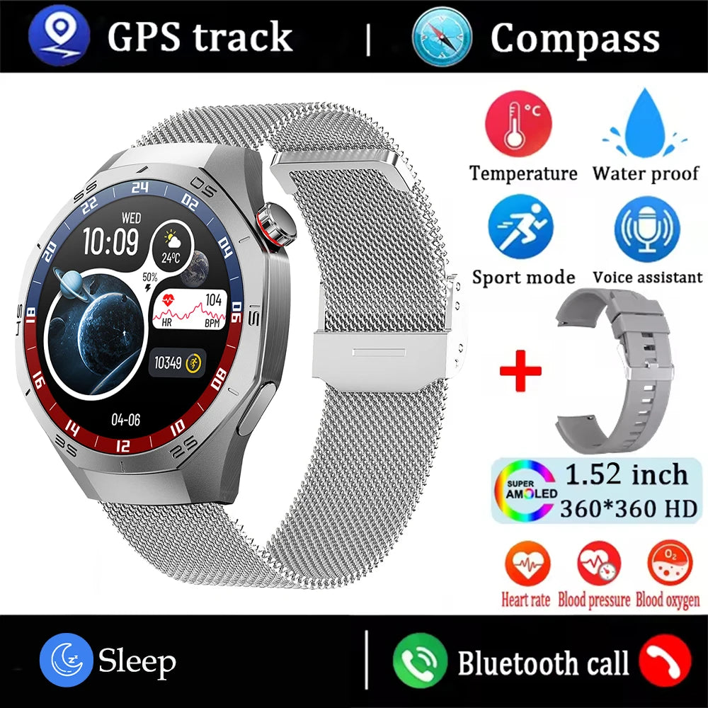2025 Smart Watch - AMOLED Screen with GPS, Heart Rate, Bluetooth Calls & Waterproof for Android & iOS