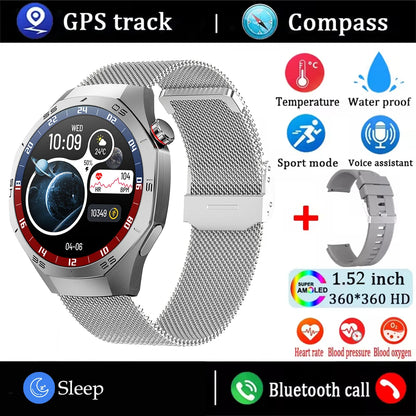 2025 Smart Watch - AMOLED Screen with GPS, Heart Rate, Bluetooth Calls & Waterproof for Android & iOS