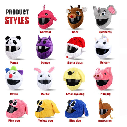 Cartoon Fluffy Plush Helmet Cover - Full-Face Motorcycle Protective Case