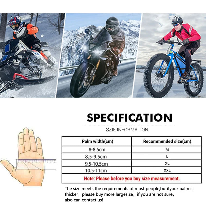 Winter Motorcycle Gloves - Windproof Waterproof Touch Screen Motocross Riding Gloves for Men