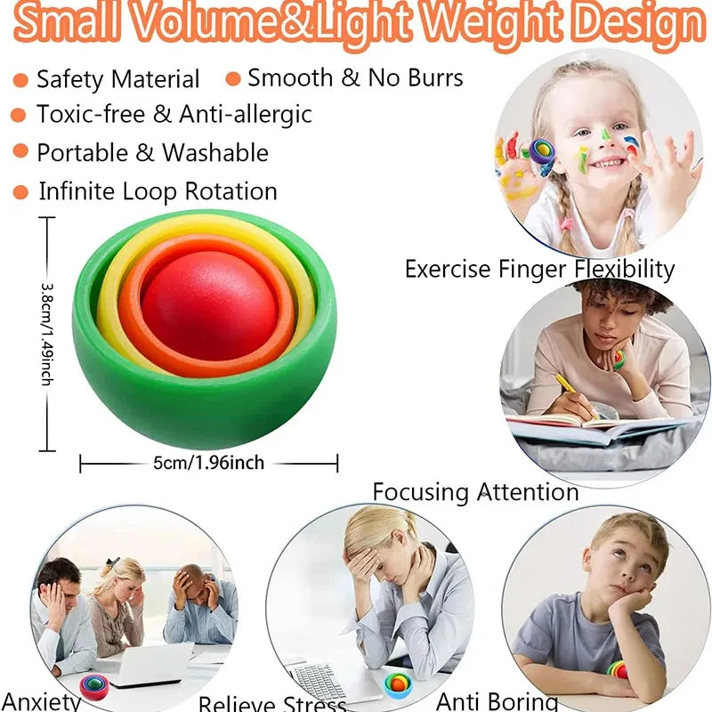 3D Gyroscope Fidget Spinner Ball - Sensory Stress Relief Toy for Kids, Teens & Adults with ADHD & Autism