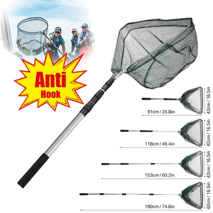 Professional Telescoping Fishing Landing Net - Aluminum Alloy Construction - Extends 55cm to 190cm with Folding Mesh Design