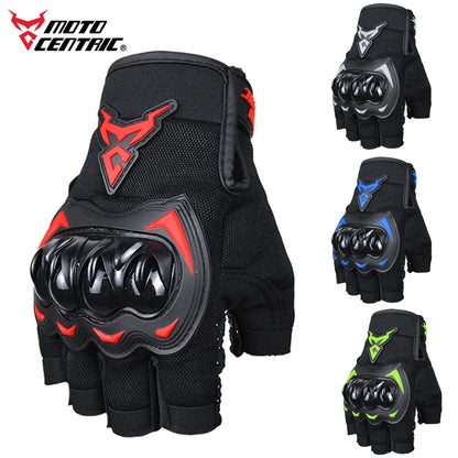 MOTOCENTRIC Half Finger Motorcycle Gloves - Breathable Summer Riding Gloves with Anti-Fall Palm Guard for ATV MTB Cycling