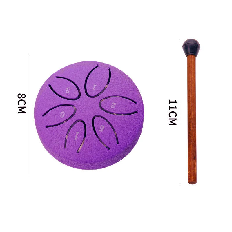 3 Inch Steel Tongue Drum - 6 Tones Mini Hand Drum - Carbon Steel Percussion Instrument with Mallets