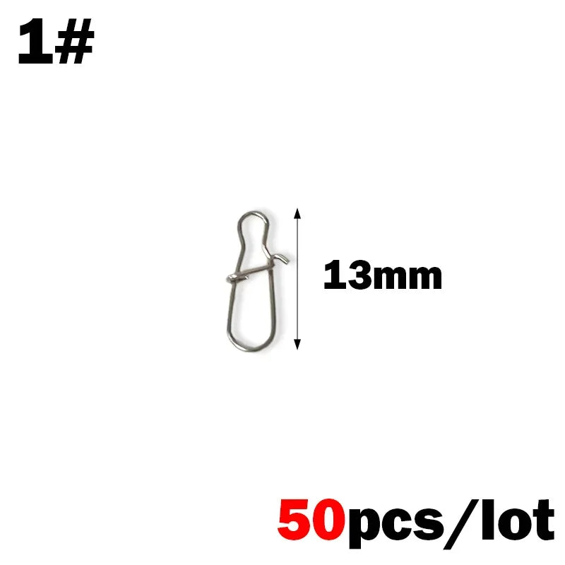50PCS Stainless Steel Pin Swivel Fishing Accessories - Connector Lure Clip Rolling Swivels for Sea Fishing
