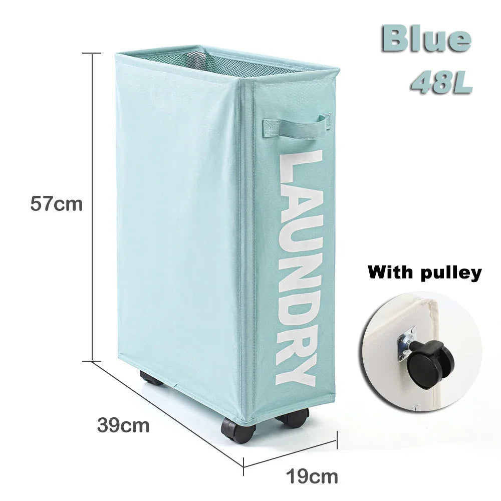 Foldable Laundry Basket with Wheels - Multi-Purpose Storage for Clothes, Yoga Gear & Bathroom Accessories