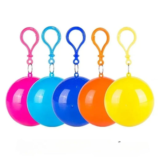 Portable Disposable Raincoat with Keychain - Compression Ball Pocket Poncho for Outdoor Travel and Camping