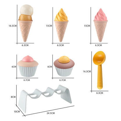 Eco-Friendly Beach Sand Toys Set - Wheat Straw Ice Cream Digging Tools for Kids Outdoor Play (Nordic Design)