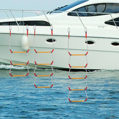 Heavy Duty Marine Rope Ladder - Resin Step Boat Ladder for Kayak, Inflatable Boat, Yacht & Water Sports