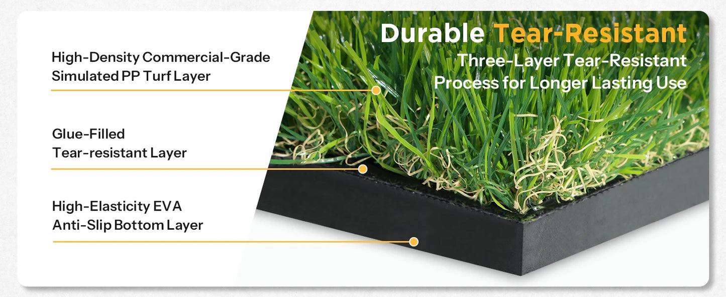 5x4ft Dual Turf Golf Hitting Mat - Thickened Practice Mat with Standing Guide-Line & Swing Path Line
