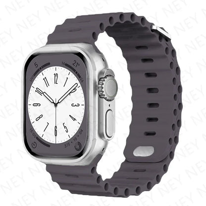 Ocean Strap Silicone Band for Apple Watch - Compatible with Ultra 2, Series 9/8/7/6/5/4/3/SE - All Sizes (49mm, 45mm, 44mm, 42mm, 41mm, 40mm) - Premium Silicone Bracelet Wristband