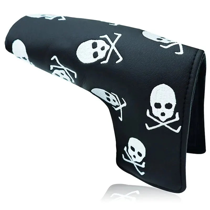 Golf Putter Head Cover - PU Leather Blade Club Protector in Black & White, Universal Fit for Men & Women
