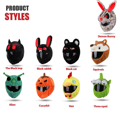 Cartoon Fluffy Plush Helmet Cover - Full-Face Motorcycle Protective Case