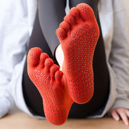 Five-Finger Cotton Yoga Socks - Non-Slip Breathable Quick-Dry Sports Socks for Pilates, Dance, Gym & Fitness