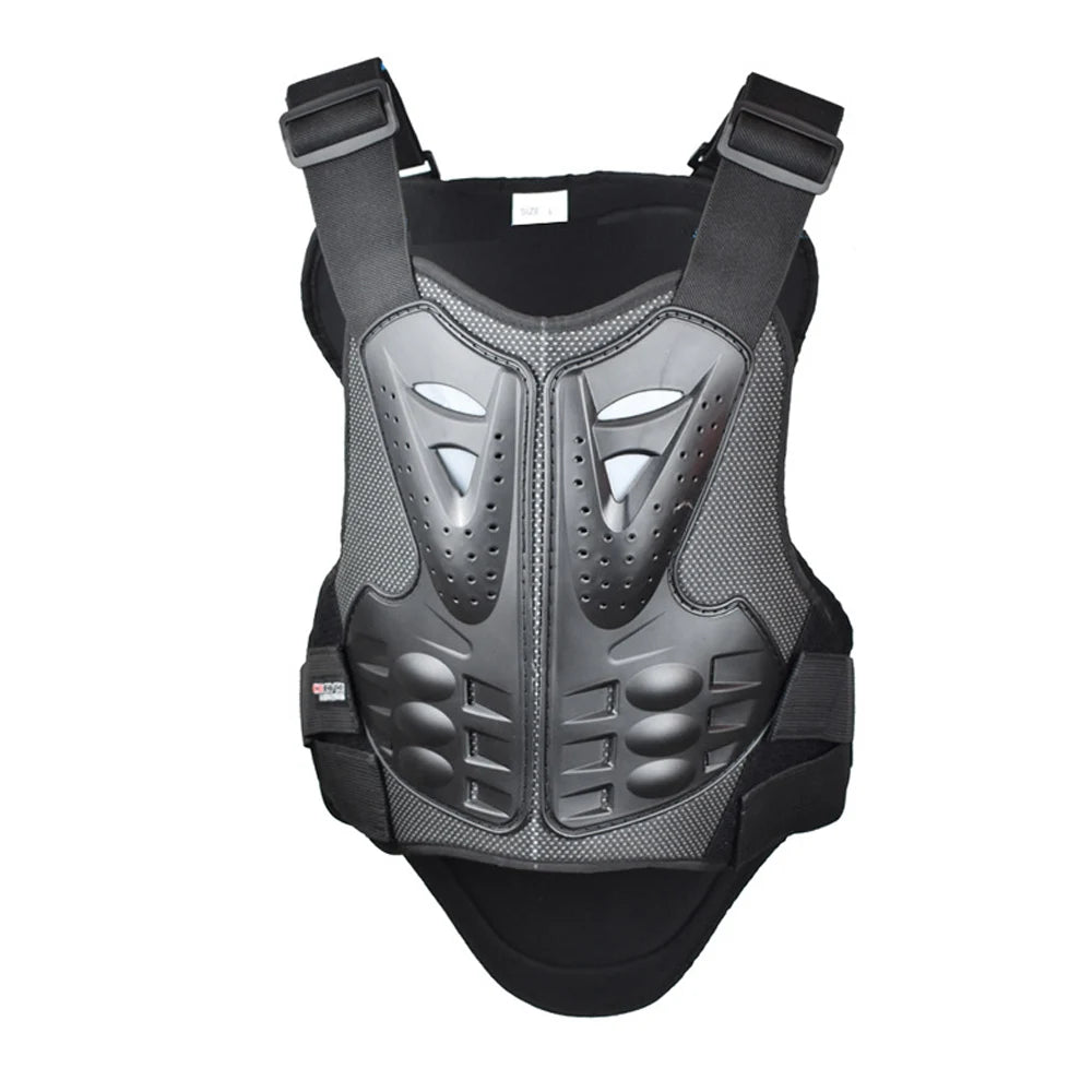 Motorcycle Body Armor Vest - PE Shell Chest & Back Protector with Reflective Tape for Motocross, Skiing & Skating
