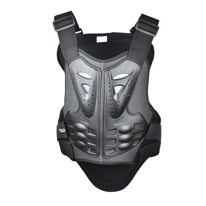 Motorcycle Body Armor Vest - PE Shell Chest & Back Protector with Reflective Tape for Motocross, Skiing & Skating