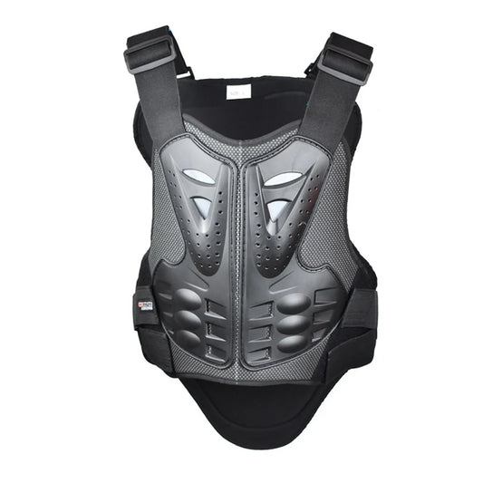 Motorcycle Body Armor Vest - PE Shell Chest & Back Protector with Reflective Tape for Motocross, Skiing & Skating