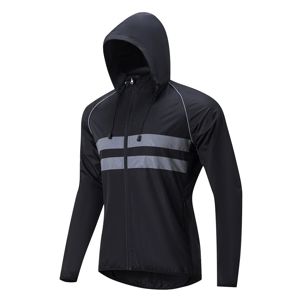 Men's Cycling Windbreaker Jacket - Water-Resistant Long Sleeve MTB Bike Coat with Quick-Dry & Breathable Jersey