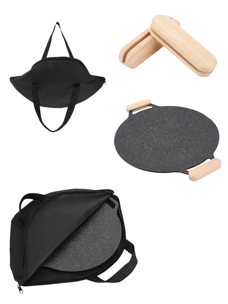 Waterproof Baking Pan Carrying Case with Anti-Scald Wood Handle - BBQ Grilling Skillet Storage Bag
