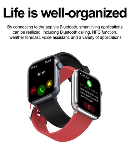 AI Smart Health Watch - HRV+PPG Blood Pressure & Heart Rate Monitor with IP68 Waterproof & NFC