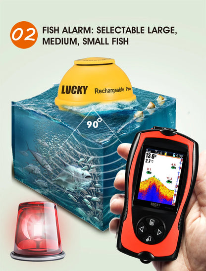 Wireless Fish Finder - Rechargeable Sonar Sensor 45M Depth for Portable Fishing