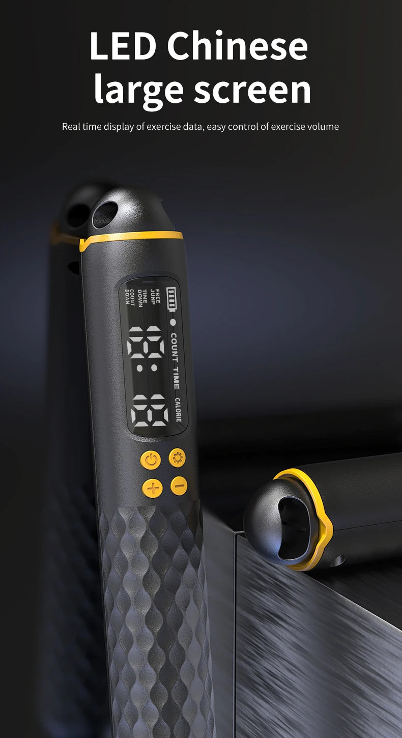 USB Rechargeable Smart Jump Rope - Digital Wireless Calorie Counter with Adjustable Length