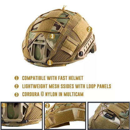 BOOIU Tactical Helmet Cover - Camo Cloth with Velcro for Airsoft Fast Helmets | Military CS Hunting Gear (Cover Only, Helmet Not Included)