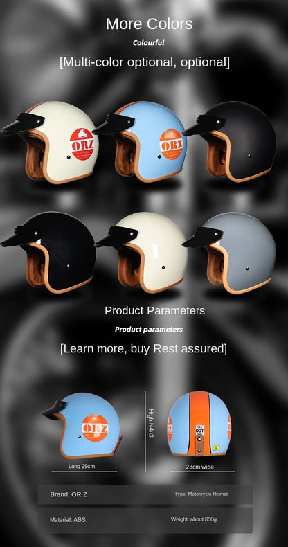 Retro 3/4 Open-Face Motorcycle Helmet - Semi-Open Cross-Country Winter Riding Helmet