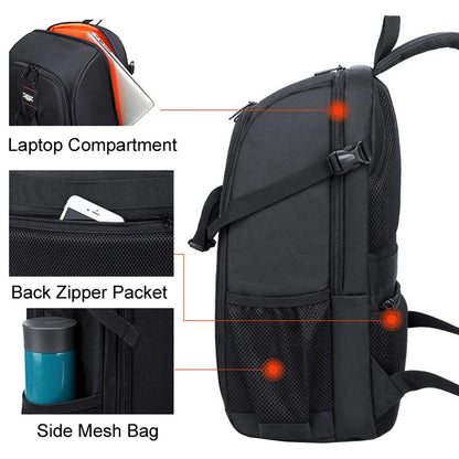 Large Capacity Camera Backpack - Waterproof DSLR Bag with Tripod Holder & Rain Cover