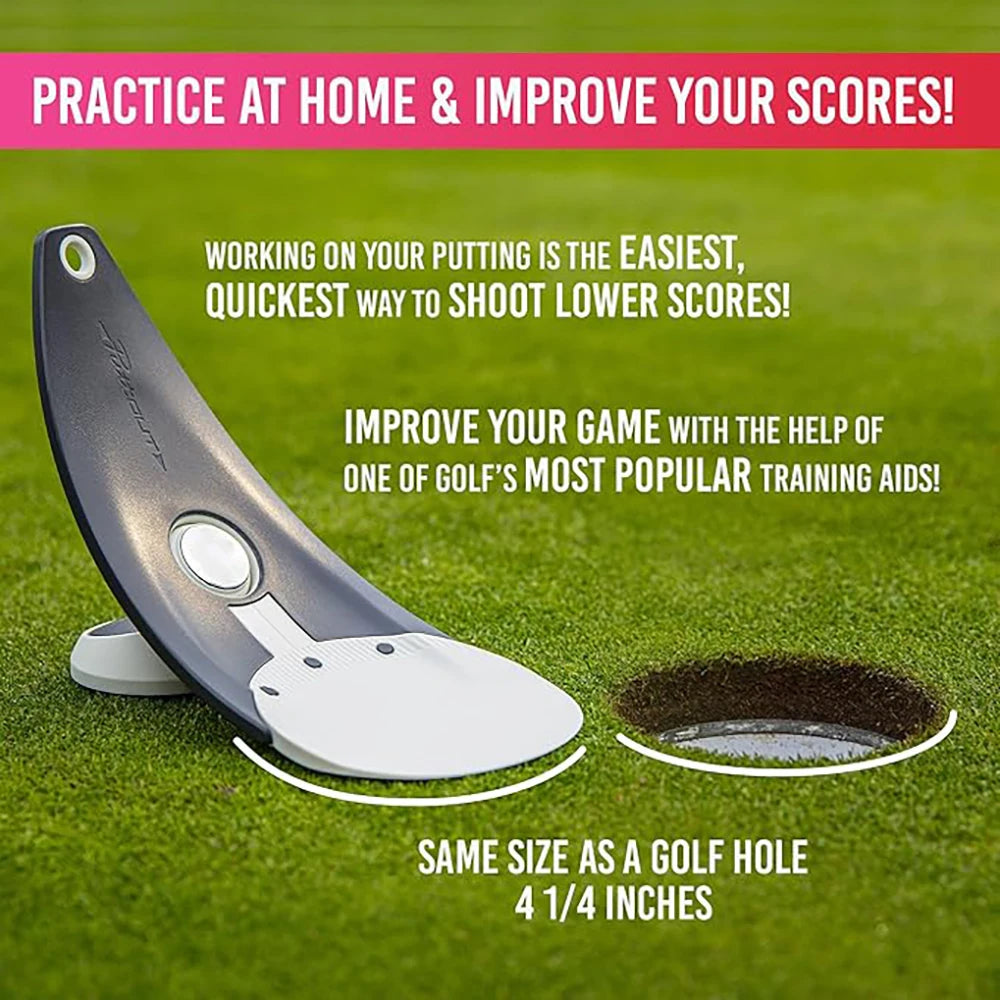 Foldable Golf Putter Alignment Tool - Triple Aim Points with Spiked Base for Indoor & Outdoor Practice