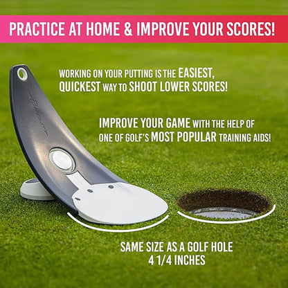 Foldable Golf Putter Alignment Tool - Triple Aim Points with Spiked Base for Indoor & Outdoor Practice