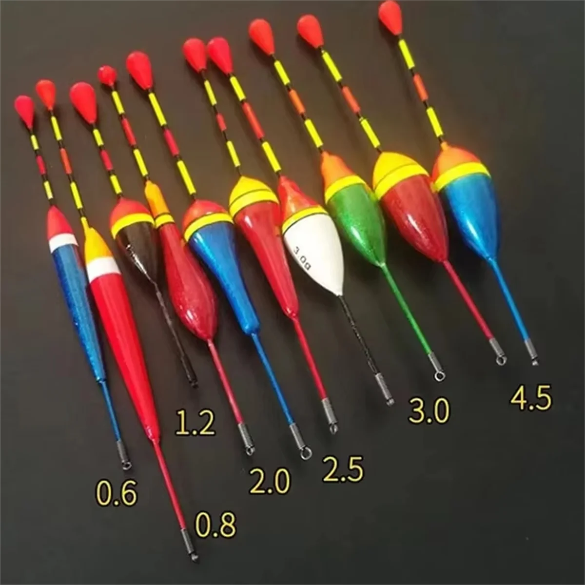 Professional Fishing Float Set - 10 Piece Mixed Size & Color Foam Bobber Collection for Angling Gear & Tackle Accessories
