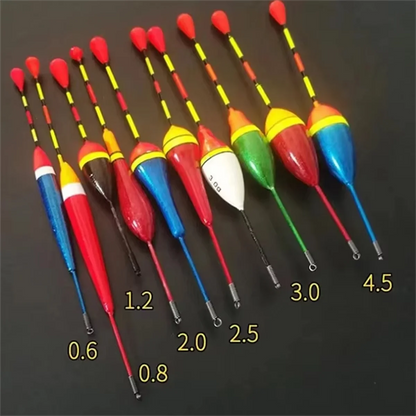 Professional Fishing Float Set - 10 Piece Mixed Size & Color Foam Bobber Collection for Angling Gear & Tackle Accessories