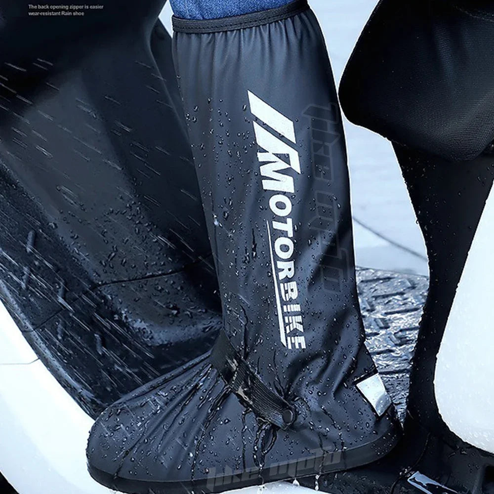 Waterproof Reflective Motorcycle Rain Boot Covers - Non-Slip Reusable Cycling Footwear Protection
