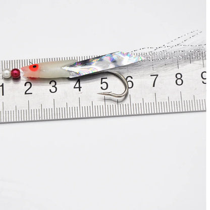 Soft Silverskin Fishing Lure Set 5pcs Multi-Color Imitation Fish Shrimp Bait with Crystal Barbed Hook