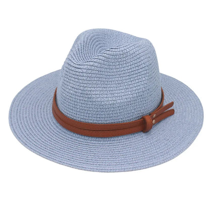 Breathable Straw Panama Hat - European American Style Jazz Sun Hat for Beach & Leisure