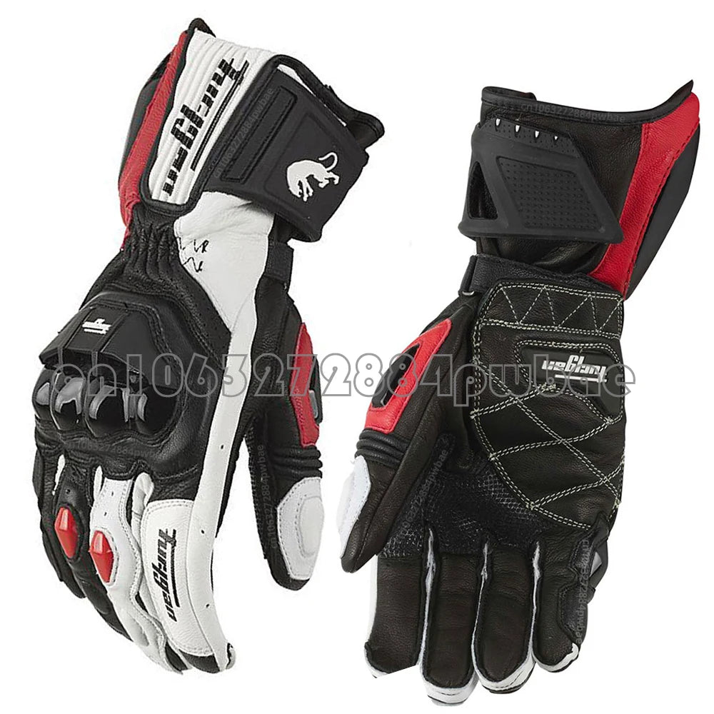 Men's Leather Motorcycle Gloves - Windproof Motocross Riding Gloves with Protective Equipment