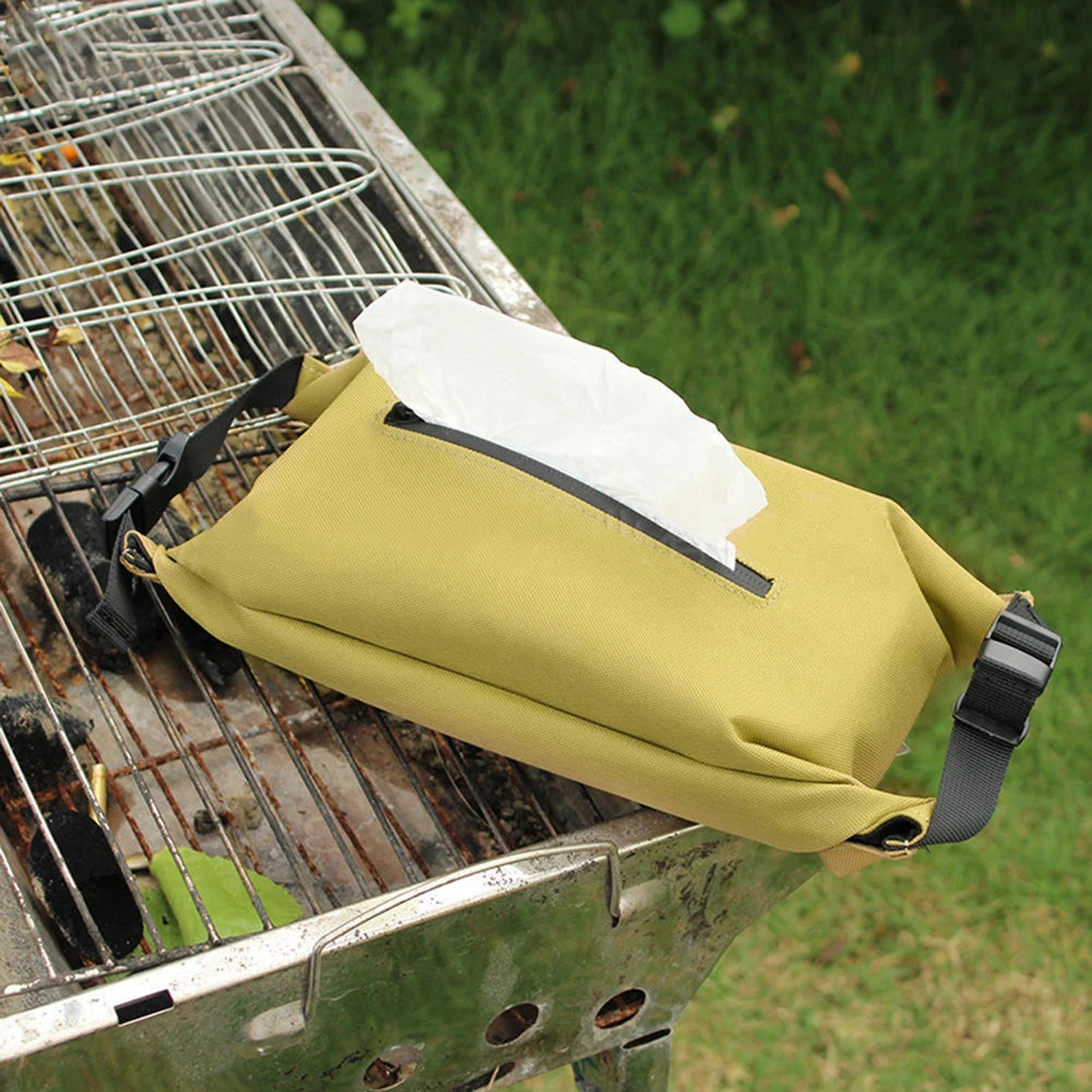 Canvas Wet Wipes Dispenser - Hanging Storage Box for Paper Towels and Wet Tissues - Outdoor Camping Accessories