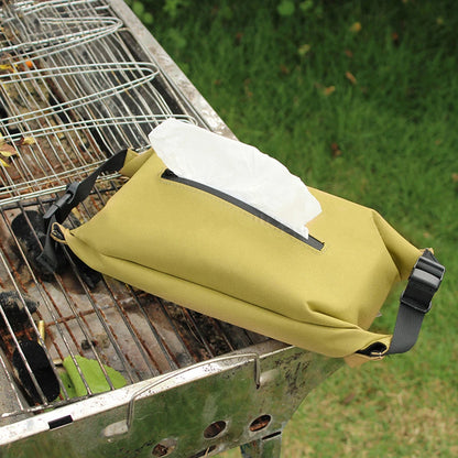 Canvas Wet Wipes Dispenser - Hanging Storage Box for Paper Towels and Wet Tissues - Outdoor Camping Accessories