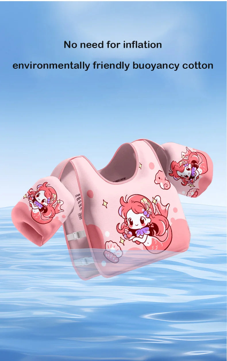 Kids Swimming Safety Vest - Inflatable Pool Float Ring with Arm Support for Children Water Play Equipment