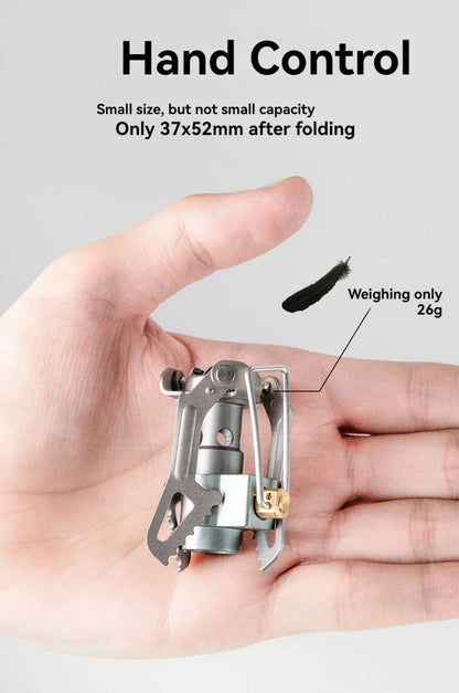 Ultra-Lightweight Titanium Mini Camping Gas Burner - 25g Portable Pocket Stove - Outdoor Hiking Folding Cooking Furnace