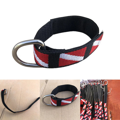 Adjustable Scuba Diving Wrist Lanyard - Metal D-Ring Webbing Strap for Freediving & Swimming Equipment