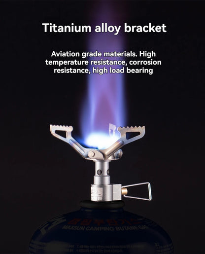 Ultra-Lightweight Titanium Mini Camping Gas Burner - 25g Portable Pocket Stove - Outdoor Hiking Folding Cooking Furnace