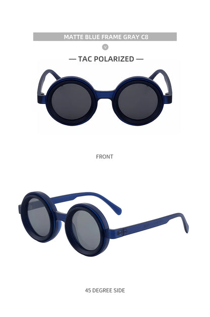 Polarized Steampunk Round Sunglasses - ND9 Adjustable Dimming, Small Frame Light-Reducing Eyewear for Men, Fishing & Driving UV400