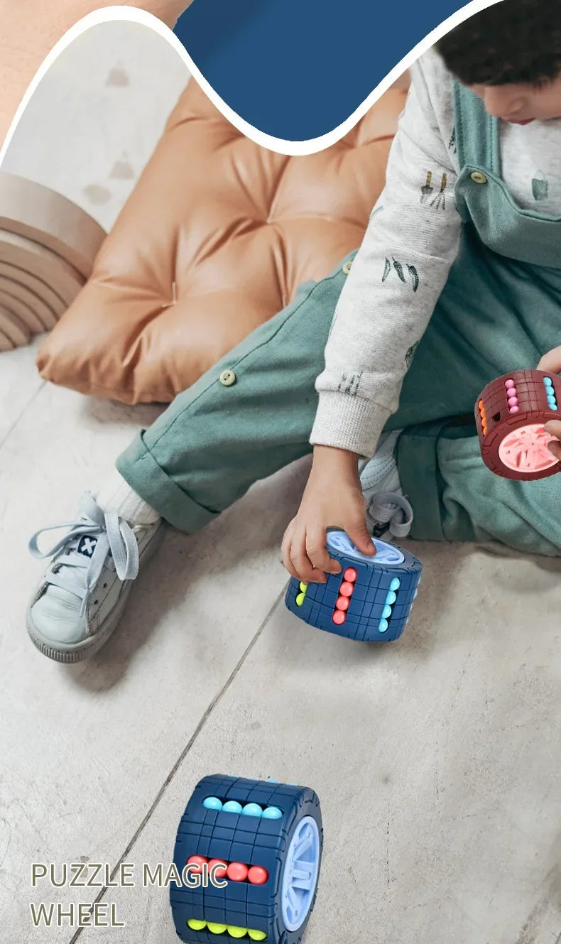 3D Rotating Cube Puzzle Toy - Magical Bean Gyro Slide Game for Stress Relief & Montessori Learning